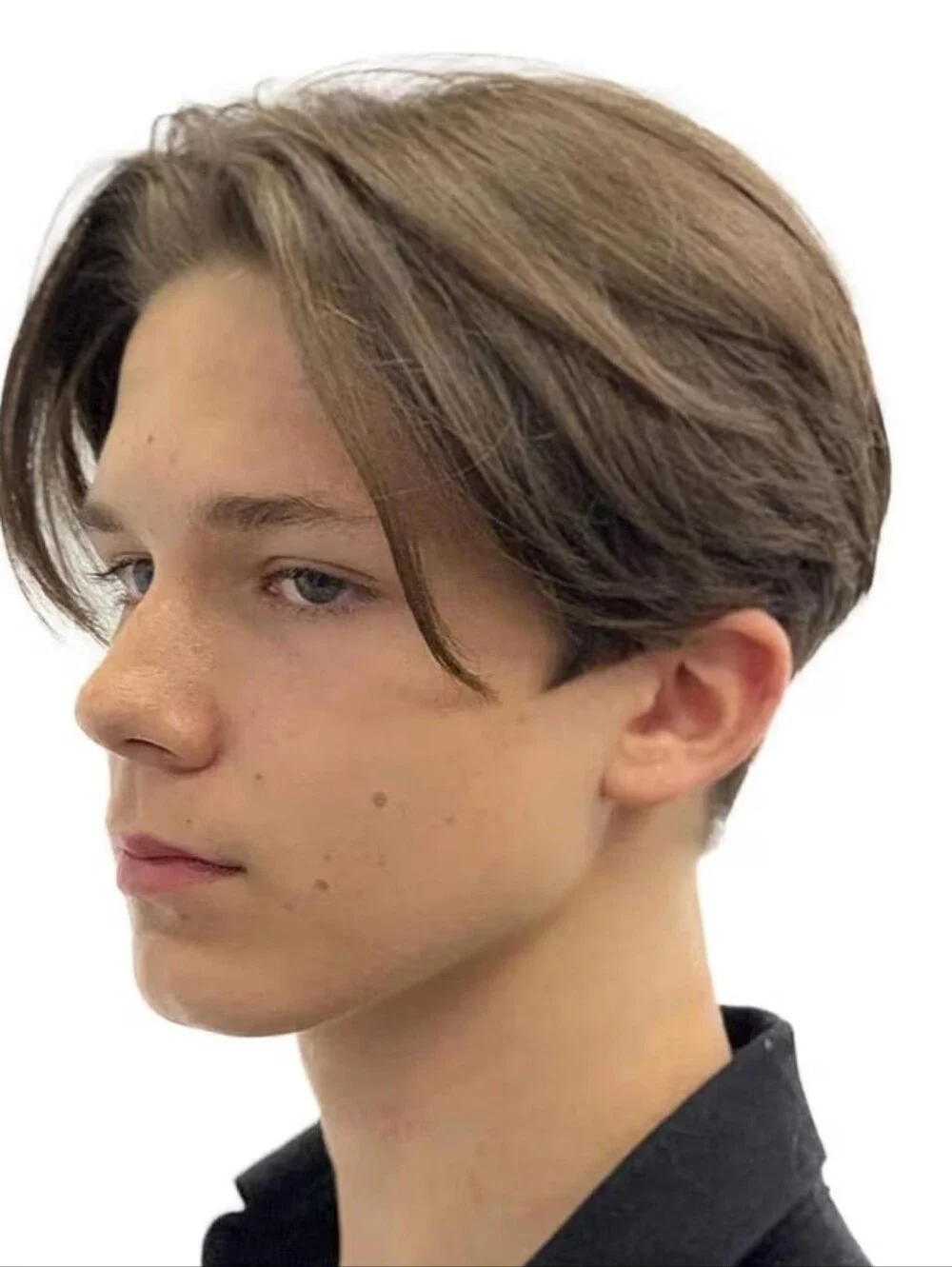 Men's Brown Short Straight Synthetic Wig - Natural Middle Part